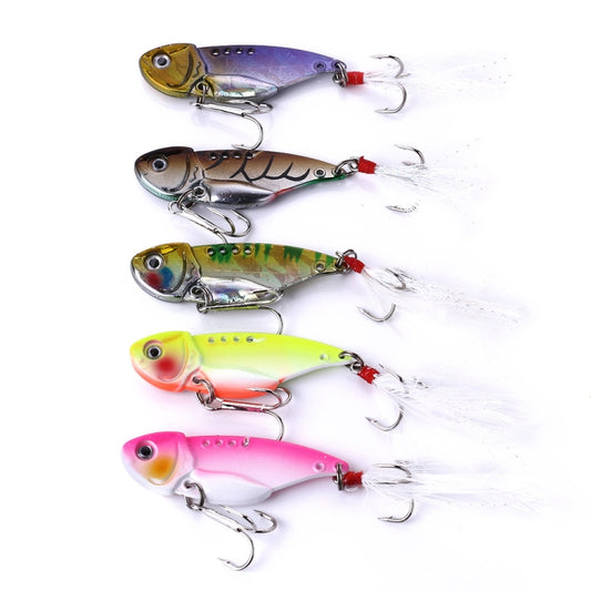 HENGJIA 5 PCS 5.5cm/11g Luya Metal VIB Fishing Lures Bait Bionic Kit with Plastic Box by HENGJIA