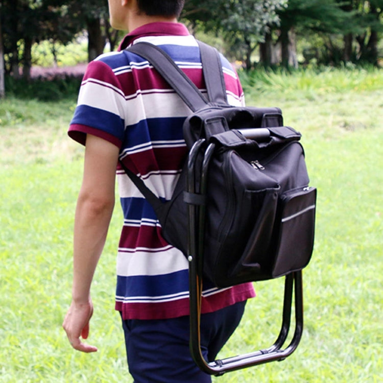 Outdoor Portable Folding Camping Chair Light Fishing Beach Chair Stainless Steel Pipe Folding Chair with Ice Bag(Black) by bashfashion