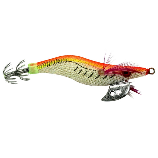 HENGJIA 2# 8cm Plastic Hard Baits Squid Fishing Lures Decoy Wood Shrimp Baits (Orange + Yellow) by HENGJIA