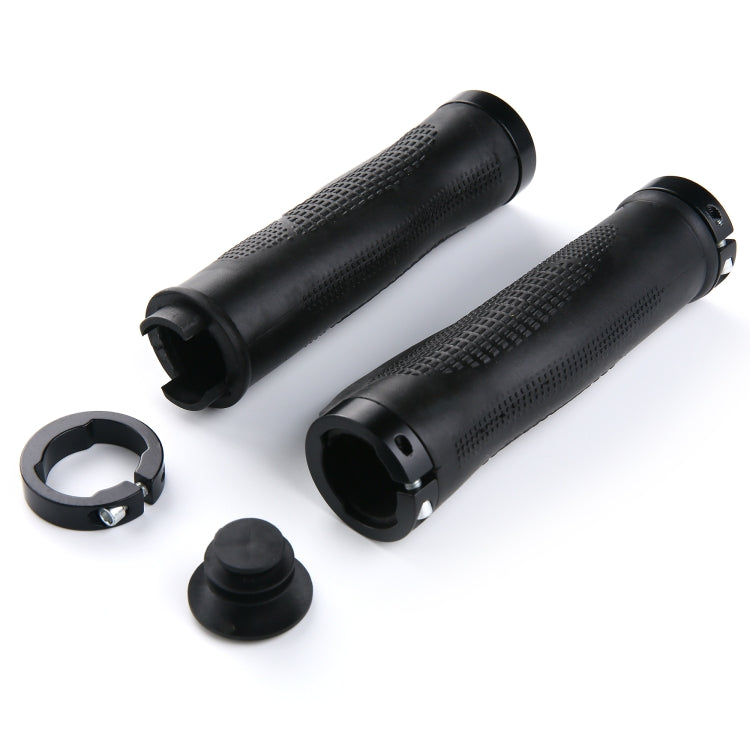 1 Pair AG21 Rubber + Alloy Lock-Rings Bicycle Flat Handlebar Grip(Black) by bashfashion