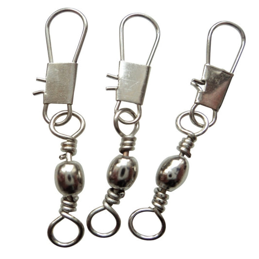 20pcs 8# 3.5cm Fishing Connectors Barrel Swivel with Safety Snap Ring by bashfashion