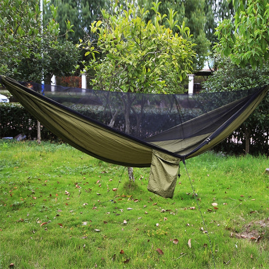 Portable Outdoor Parachute Hammock with Mosquito Nets (Army Green) by bashfashion