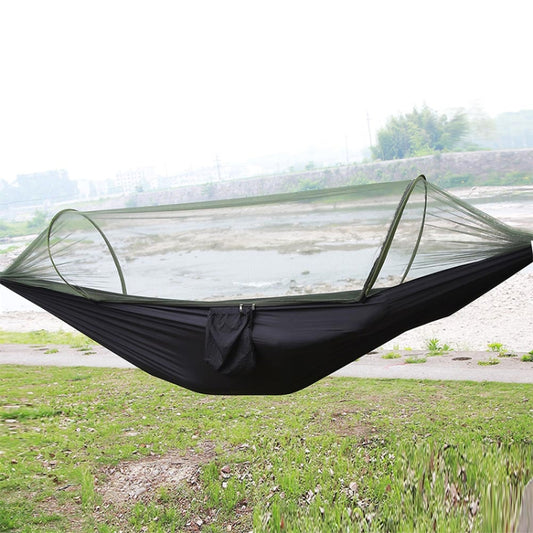Portable Outdoor Camping Full-automatic Nylon Parachute Hammock with Mosquito Nets, Size : 290 x 140cm (Black) by bashfashion