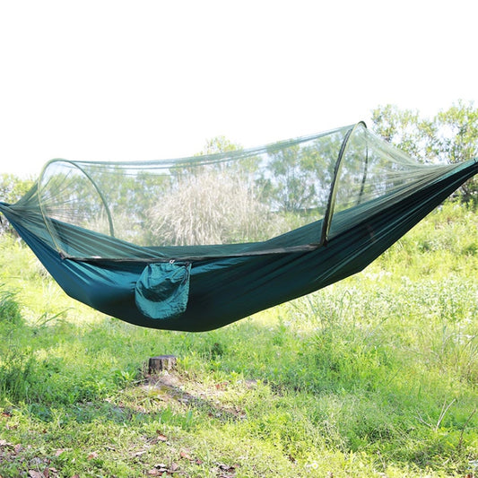 Portable Outdoor Camping Full-automatic Nylon Parachute Hammock with Mosquito Nets, Size : 290 x 140cm (Dark Green) by bashfashion