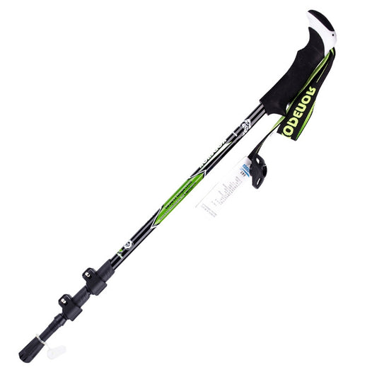 KODENOR Outdoor Mountaineering Portable Foldable Carbon Fibre Straight Handle Alpenstocks Trekking Poles, Length : 63-135CM (Black+green) by bashfashion