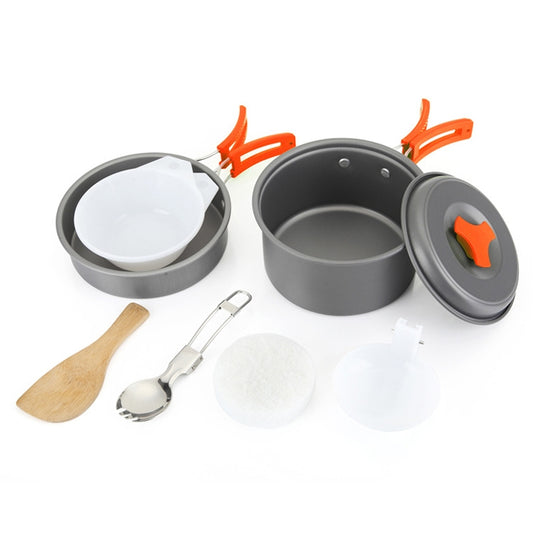 Aotu AT6385 Outdoor Camping Tableware Pots Cookwear Set for 1-2 Person(Orange) by AOTU