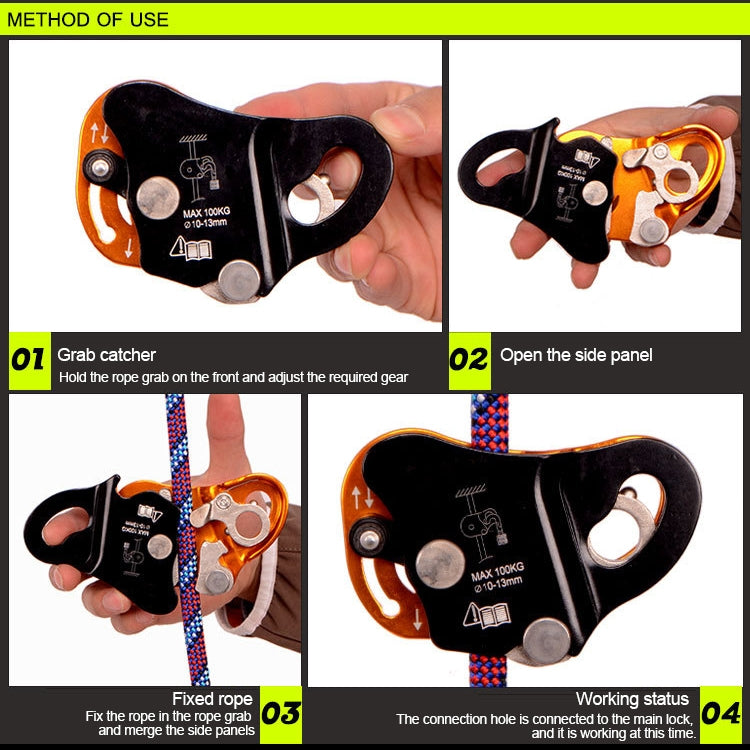 XINDA EN567 Outdoor Rock Climbing Aerial Work Anti-fall Rope Gripper for 8-13mm Diameter Rope by XINDA