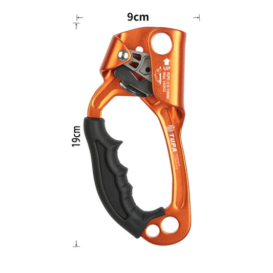 XINDA TP-8606 Outdoor Rock Climbing Aerial Work Anti-fall Handheld Rope Gripper for 8-12mm Diameter Rope left(Orange) by XINDA
