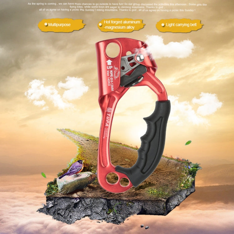XINDA TP-8606 Outdoor Rock Climbing Aerial Work Anti-fall Handheld Rope Gripper for 8-12mm Diameter Rope left(Red) by XINDA