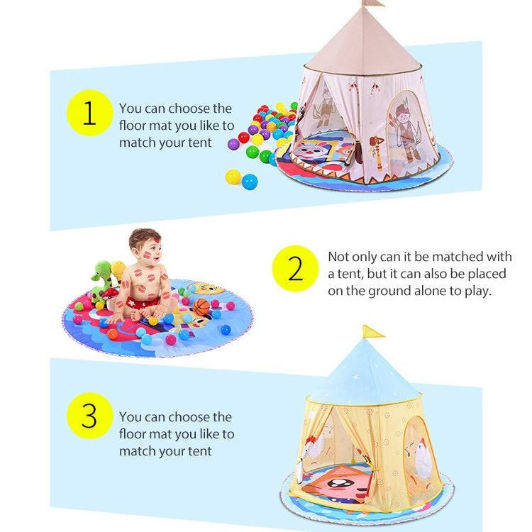 Children Cartoon Floor Mat Indoor Toy Tent Cotton Pad Crawling Mat, Diameter: 140cm, Random Styles Delivery by bashfashion