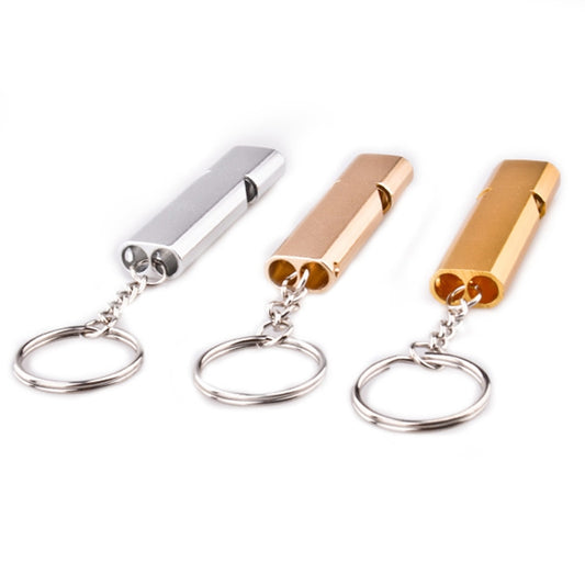 MNL-006 Aluminum Alloy Double Tube High Frequency Whistle Children Outdoor Survival Whistle with Key Ring(Black) by bashfashion