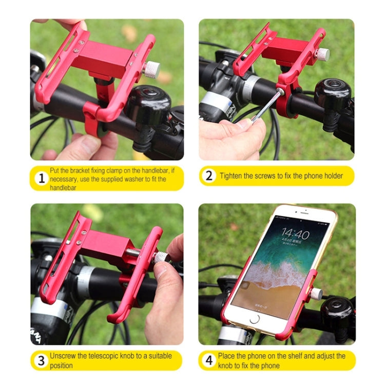 BIKERSAY MP007 Universal Aluminum Alloy Motorcycle Bicycle Phone Holder (Red) by BIKERSAY