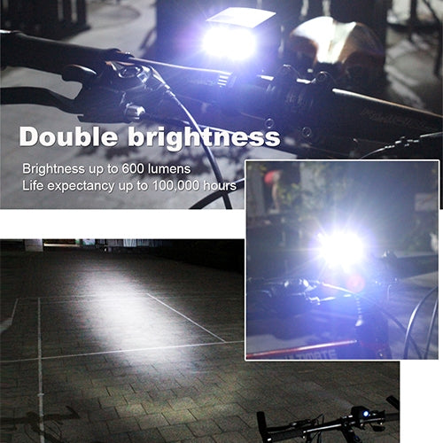 Y15 2 x XPG2 500LM USB Charging LED Bike Headlight Front Lamp with 5 Modes by bashfashion