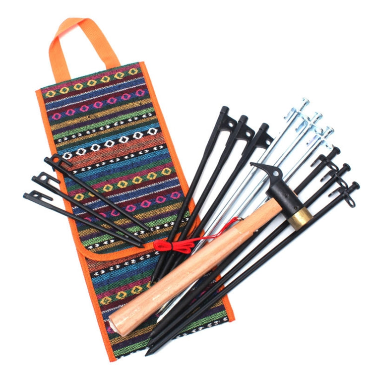 Hiking Camping Ethnic Style Tent Hammers Bag Portable Tent Nail Pegs Storage Case Pouch by bashfashion