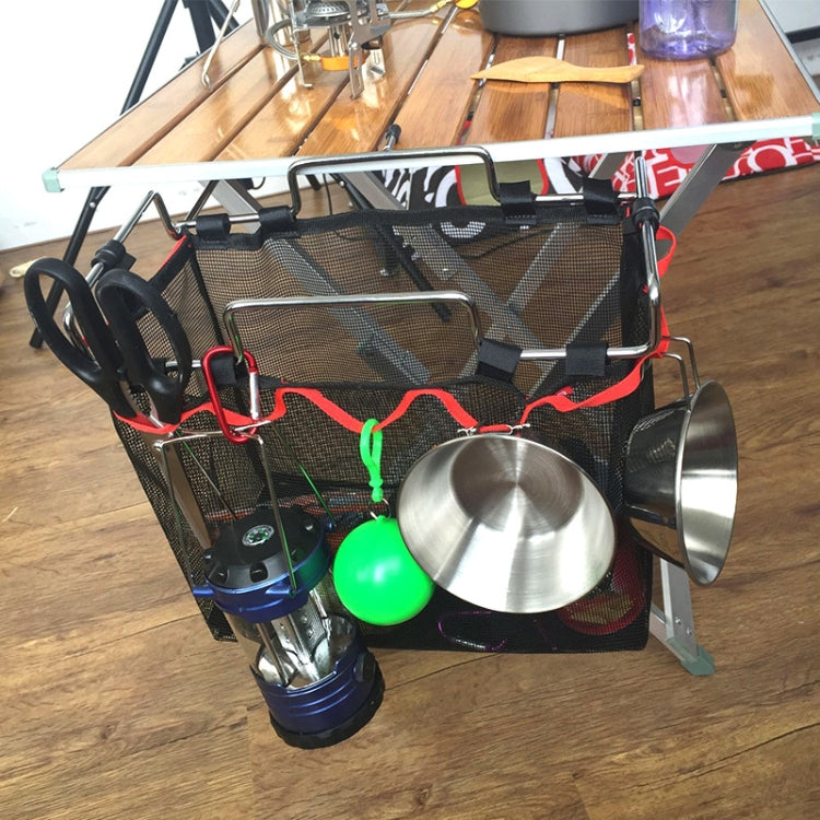 Outdoor Picnic Camping Foldable Mesh Basket Metal Bracket Cookware Holder Organizer Rack by bashfashion