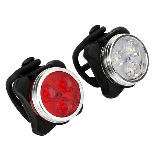2 PCS HJ-03050LM COB Lamp Bead USB Charging Four-speed Dimming Waterproof Bicycle Headlight + Taillight Set by bashfashion