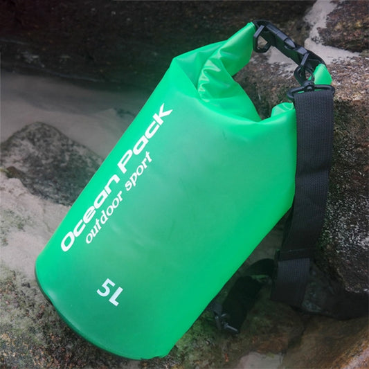 Outdoor Waterproof Single Shoulder Dry Bag Dry Sack PVC Barrel Bag, Capacity: 5L (Green) by bashfashion