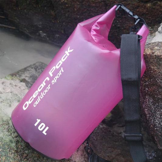 Outdoor Waterproof Single Shoulder Dry Bag Dry Sack PVC Barrel Bag, Capacity: 10L (Rose Red) by bashfashion
