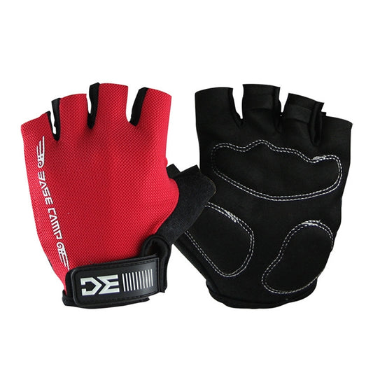 BaseCamp BC-204 Bicycle Half Finger Gloves Lycra Fabric Cycling Gloves, Size: S(Red) by bashfashion