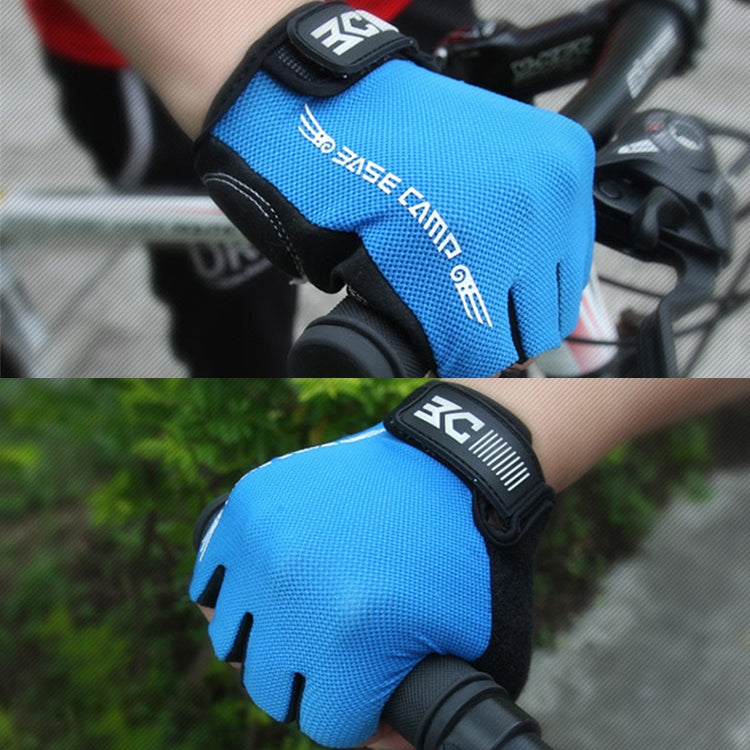 BaseCamp BC-204 Bicycle Half Finger Gloves Lycra Fabric Cycling Gloves, Size: XL(Blue) by bashfashion
