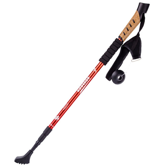 KODENOR Outdoor Mountaineering Portable Foldable Aluminium Alloy Straight Handle Alpenstocks Trekking Poles, Length : 66-135CM (Red) by bashfashion