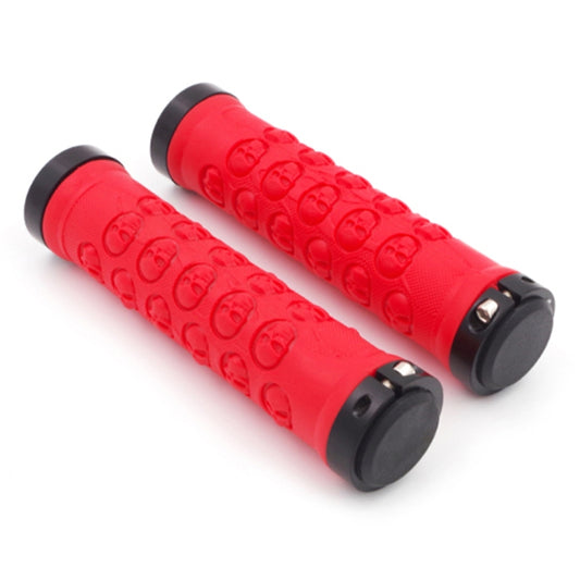 1 Pair AG23 Skull Style Bicycle MTB Bike Lock-on Rubber Handlebar Grips(Red) by bashfashion