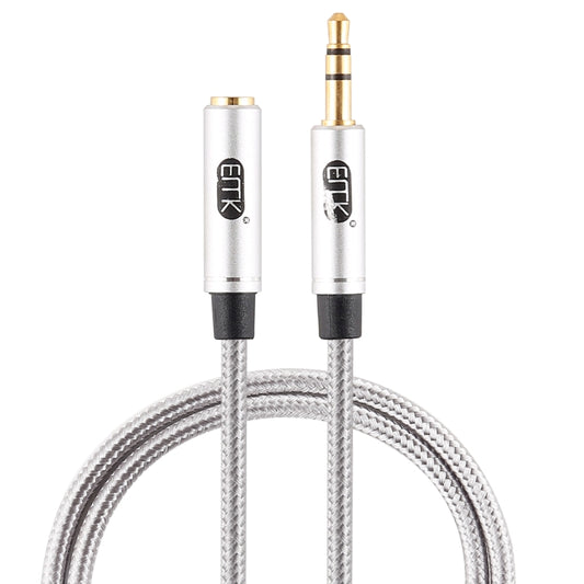 EMK 3.5mm Male to Female Gold-plated Plug Cotton Braided Audio Cable for Speaker / Notebooks / Headphone, Length: 0.5m(Grey) by EMK