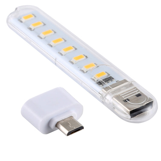 8LEDs 5V 200LM USB LED Book Light Portable Night Light, with Micro Adapter(Warm White) by bashfashion