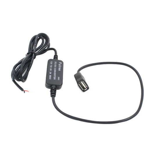 Car Motorcycle Single USB Car Charger DC 12V To 5V 3A Power Adapter for Car GPS Tracker DVR, Length: 1m by bashfashion
