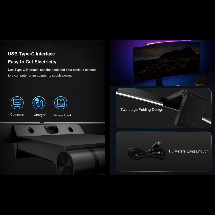 Xiaomi Youpin LYMAX Pro Computer Monitor Light Bar USB-C/Type-C Stepless Dimming Screen Hanging Light by Xiaomi