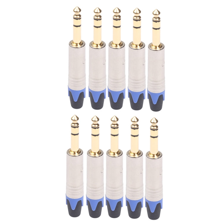 10 PCS TC203N 6.35mm Gold-plated Audio Stereo Connector Welding Plug by bashfashion