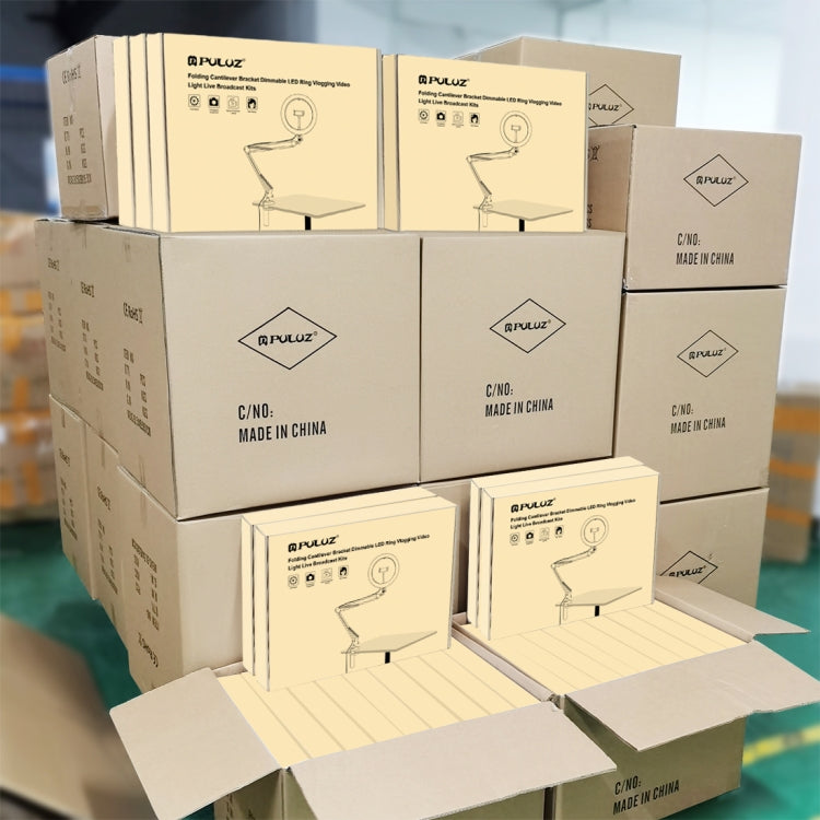 PULUZ 7.9 inch 20cm Ring Curved Light + Desktop Arm Stand USB 3 Modes Dimmable Dual Color Temperature LED Vlogging Selfie Photography Video Lights with Phone Clamp(Black) by PULUZ