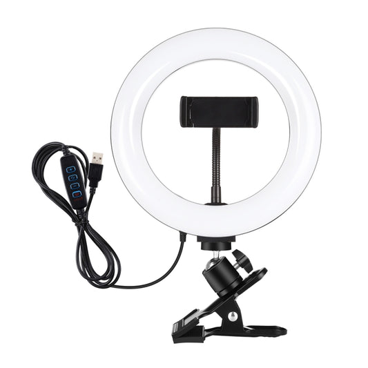 PULUZ 7.9 inch 20cm Ring Selfie Light + Monitor Clip 3 Modes USB Dimmable Dual Color Temperature LED Curved Vlogging Photography Video Lights Kits with Phone Clamp(Black) by PULUZ