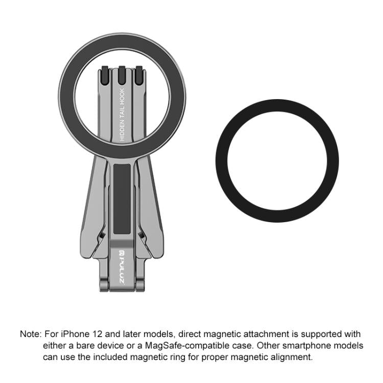 PULUZ Foldable MagSafe Magnet Tripod Desk Phone Mount Handle Bracket (Grey) by PULUZ