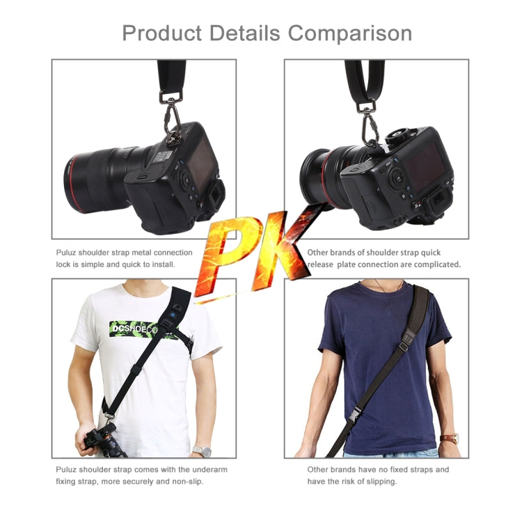 PULUZ Quick Release Anti-Slip Soft Pad Nylon Breathable Curved Camera Strap with Metal Hook for SLR / DSLR Cameras by PULUZ