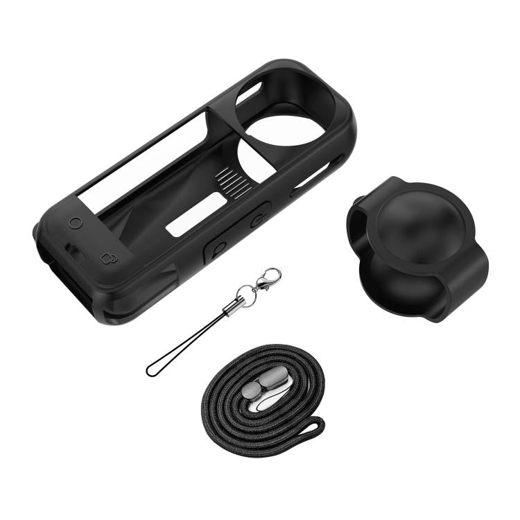 For Insta360 X5 PULUZ Silicone Protective Case with Lens Cover (Black) by PULUZ