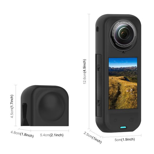 For Insta360 X5 PULUZ Silicone Protective Case with Lens Cover (Black) by PULUZ
