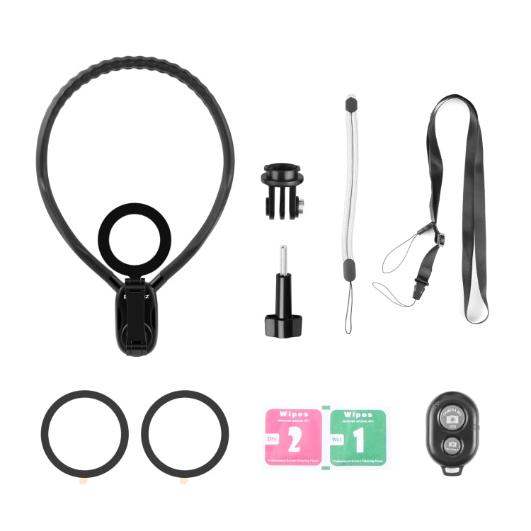 PULUZ Magnetic Collar Bracket POV View Mount with Phone Clamp for GoPro Action Cameras / Phones (Black) by PULUZ