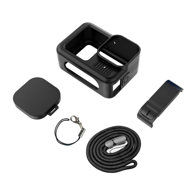 For GoPro HERO13 Black PULUZ Silicone Protective Case Side Interface Cover with Wrist Strap & Lens Cover (Black) by PULUZ