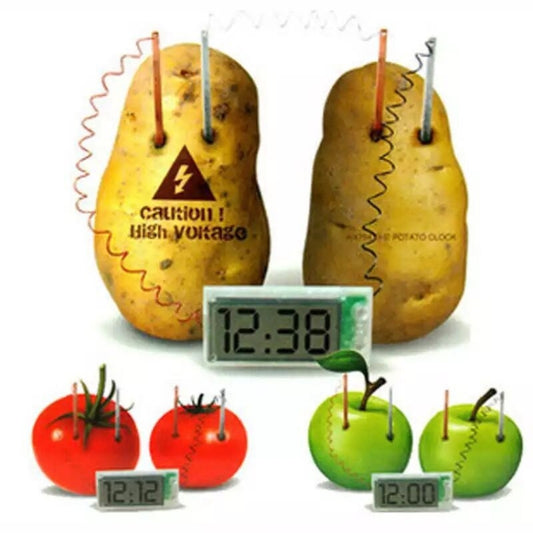 DIY Novel Green Science Potato Digital Clock Educational Kit with 2 inch LCD Screen (Potato NOT Included)(White) by bashfashion