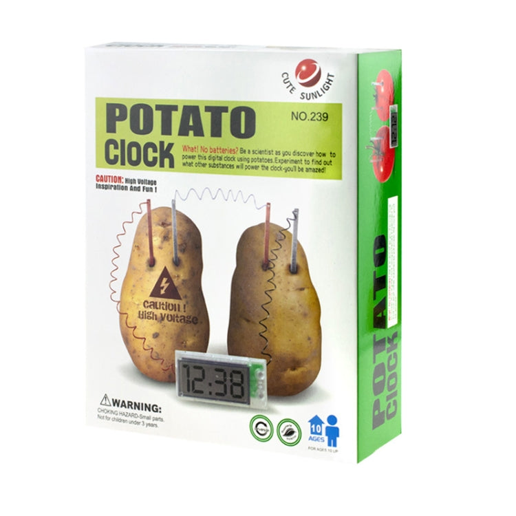 DIY Novel Green Science Potato Digital Clock Educational Kit with 2 inch LCD Screen (Potato NOT Included)(White) by bashfashion