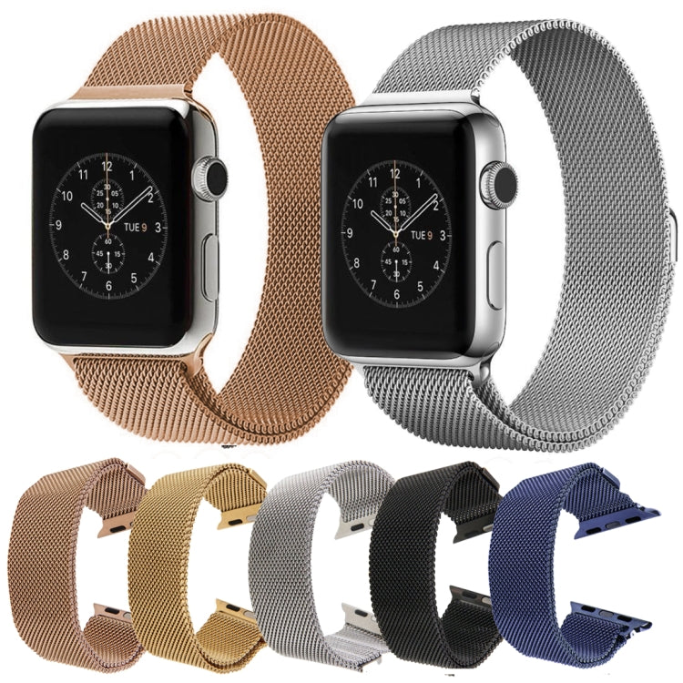 For Apple Watch 42mm Milanese Loop Magnetic Stainless Steel Watch Band(Rose Gold) by bashfashion