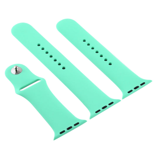 For Apple Watch Ultra 49mm & Watch Ultra 2 49mm / Series 9&8&7 45mm / SE 3&SE 2&6&SE&5&4 44mm / 3&2&1 42mm 3 in 1 Rubber Watch Band with Pin Buckle(Leave Fragrant Green) by bashfashion
