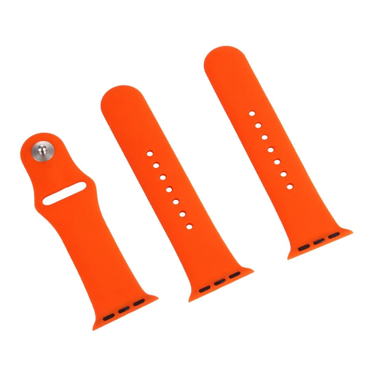 For Apple Watch Ultra 49mm & Watch Ultra 2 49mm / Series 9&8&7 45mm / SE 3&SE 2&6&SE&5&4 44mm / 3&2&1 42mm 3 in 1 Rubber Watch Band with Pin Buckle(Orange) by bashfashion