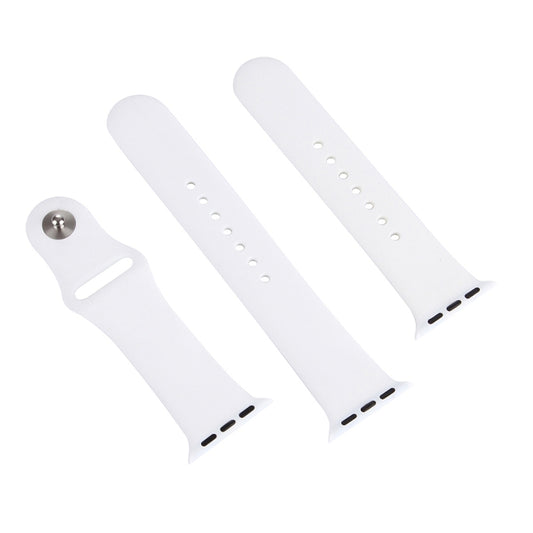 For Apple Watch Ultra 49mm & Watch Ultra 2 49mm / Series 9&8&7 45mm / SE 3&SE 2&6&SE&5&4 44mm / 3&2&1 42mm 3 in 1 Rubber Watch Band with Pin Buckle(White) by bashfashion
