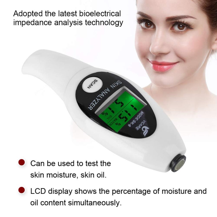 Mini Portable LCD Digital Moisture Skin Care Tester Moisture Oil Content Analyzer(White) by bashfashion