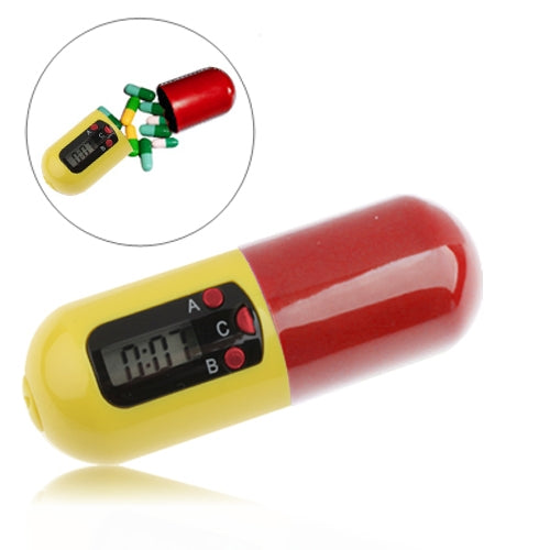 Portable Timer Pill Medicine Reminder Drug Box Keychain(Red) by bashfashion