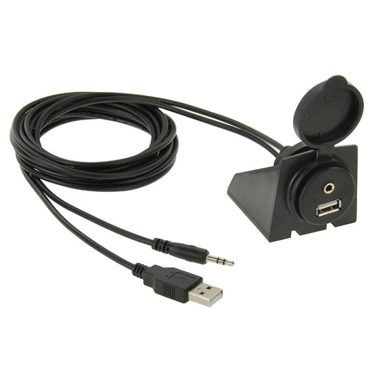 USB 2.0 & 3.5mm Male to Female Extension Cable with Car Flush Mount, Length: 2m by bashfashion