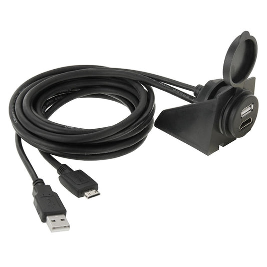 USB 2.0 & Mini HDMI (Type-C) Male to USB 2.0 & HDMI (Type-A) Female Adapter Cable with Car Flush Mount, Length: 2m by bashfashion