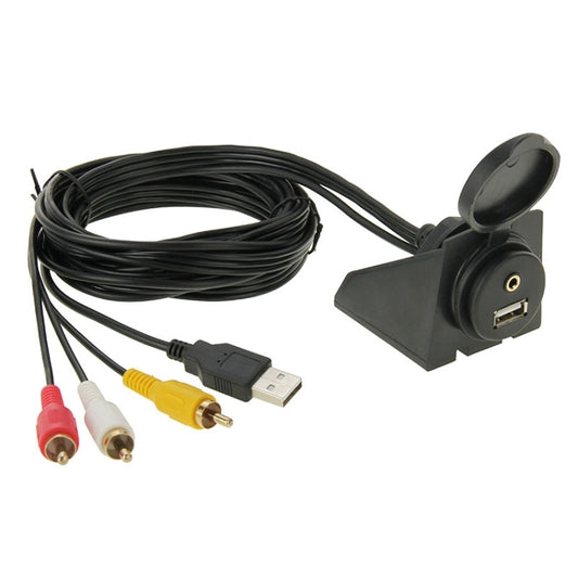 USB 2.0 & 3 RCA Male to USB 2.0 & 3.5mm Female Adapter Cable with Car Flush Mount, Length: 2m by bashfashion